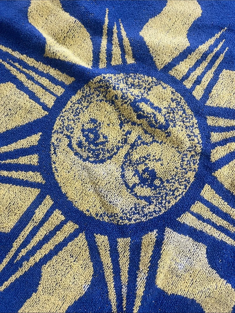 Vibrant Vintage Blue & Gold Beach Towel